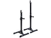 Pair of Adjustable Standard Solid Steel Squat Stands Barbell