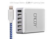 Quick Charge 2.0, CACOY 6-Port USB Wall Charger Multi-Port USB Desktop Wall Charger Charging Station for iPhone iPad iPod Galaxy S7/S6/Edge/Plus Note 4/5 LG G4