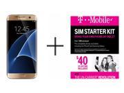Samsung Galaxy S7 Edge G935F 32GB GSM 4G LTE Octa-Core Phone w/ 12MP Dual Pixel Camera - Gold + T-Mobile $40 SIM Kit