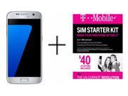 Samsung Galaxy S7 G930F 32GB GSM 4G LTE Octa-Core Phone w/ 12MP Dual Pixel Camera - Silver + T-Mobile $40 SIM Kit