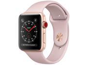 Apple Watch Series 3 Smartwatch (GPS + Cellular) - 42mm Aluminum Case with Pink Sand Sport Band (Certified Refurbished) Rose Gold