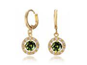 Gemini Women s Jewelry 18K Gold Filled Cubic Zirconia Created Emerald Hoop Dangle Earrings Gm188 Color Emerald