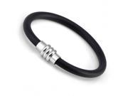 Gemini New Genuine Rubber Stainless Steel Wristband Bracelets Great Valentine s Day Gifts For Men Women Teens Boys Girls Gm056 8.5es Color Black