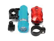 Waterproof 5 LED Lamp Bike Bicycle Front Head Light Rear Safety Flashlight Set Blue
