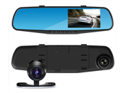 Car Camera Upgraded Car Video Recorder Full HD 1080P Car Video Camera 4.3 Inch LCD with Dual Lens for Vehicles Front Rearview Mirror DVR Vehicles Dash