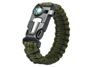 5 in 1 Survival Bracelet Multifunctional Outdoor Paracord Survival Gear Parachute Cord Flint Fire Starter Scraper Compass Whistle green