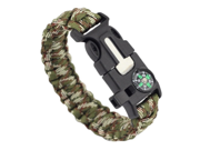 5 in 1 Survival Bracelet Multifunctional Outdoor Paracord Survival Gear Parachute Cord Flint Fire Starter Scraper Compass Whistle Green Camouflage