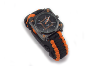 5 in 1 Multifunctional Outdoor Adjustable Watch Survival Bracelet with Watch Compass Flint Fire Starter Scraper Whistle Gear Kits Orange