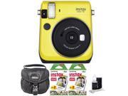 Fujifilm Instax Mini 70 Instant Film Camera (Yellow)  + 40 Film + Camera Case + Cleaning Kit
