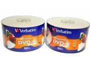 New 100 VERBATIM Blank DVD R DVDR 16X 4.7GB White Inkjet Printable Media Disc 97167