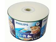 100 PHILIPS Blank CD R CDR White Inkjet Hub Printable 52X 700MB Media Disc