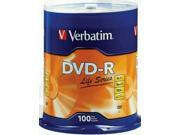 100 pcs VERBATIM Life Series DVD R DVDR 16X 4.7GB Branded Logo 100 pack Spindle 97177
