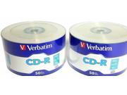 New 100 VERBATIM Blank CD R CDR Logo Branded 52X 700MB 80min Recordable Media Disc