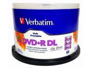 VERBATIM 8X Blank DVD R DL Dual Double Layer 8.5GB 50pk White Inkjet Printable