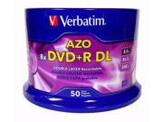 VERBATIM DVD R DL AZO 8.5GB 8X Logo 50pk Spindle 97000 50 CD Paper Sleeves