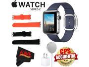 Apple Watch Series 2 38mm Smartwatch ( Stainless Steel Case, Midnight Blue Medium Modern Buckle Band) + WATCH BAND BLACK 38mm + WATCH BAND RED 38mm + MicroFiber