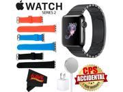 Apple Watch Series 2 38mm Smartwatch (Space Black Stainless Steel Case, Space Black Link Band) + WATCH BAND BLACK 38mm + WATCH BAND RED 38mm + WATCH BAND BLUE 3