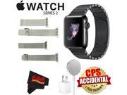 Apple Watch Series 2 38mm Smartwatch (Space Black Stainless Steel Case, Space Black Link Band) + WATCH BAND SILVER MESH 38mm + WATCH BAND SPACE GRAY MESH 38mm +
