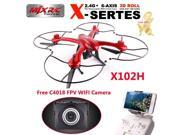Tomlov MJX X102H X-SERIES 2.4G 4CH 6-Axis Gyro FPV RC Quadcopter Drone with C4018 Wifi 720P HD Aerial Camera Atitude Hold One Key Return Helicopter