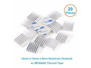 20pcs lot Aluminum Heatsink 14*14*6mm Electronic Chip Radiator Cooler w 3M9448a Thermal Double Sided Adhesive Tape for IC 3D Printer Motherboard GPU Xbox Cooli