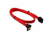 Pro 18 inch Premium 180 to 90 degree 6Gb s SATA3 DATA cable w latch Locking Red Sleeved Braided Net Jacket