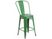 Flash Furniture 24'' High Green Metal Indoor-Outdoor Counter Height Stool