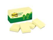 3M Post it Greener Notes Canary Original Note Pads