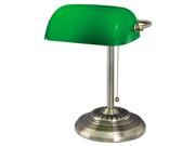Traditional Banker s Lamp Green Glass Shade Antique Brass Base 14 h LMP557AB