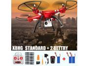 Original Syma X8HG With 8MP HD Camera Altitude Hold Mode 2.4G 4CH 6Axis RC Quadcopter RTF US Plug + 2 Battery Red Color