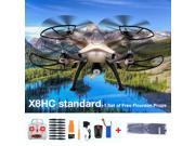 Syma X8HC-1 2.0MP HD Camera 2.4G 4CH 6-Axis Gyro RC Quadcopter Drone Remote Control Golden US Plug + 1 Set of Free Props