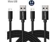 2-Pack 6ft Micro USB Cable Android Charger - MAGNITTO Super-Durable Nylon-Braided Android Charging Cord for Samsung Galaxy S7 S6 A J, Kindle, HTC, Nexus, LG, So