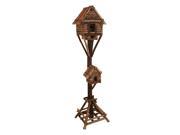 Home Decor 46 Inch Tall Twig Birdhouse with Attached Mini Birdhouse