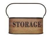 Oval Metal Container Inscribed Storage with Handle