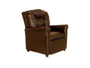 Child Recliner 4 Button Pecan Brown Leather Like DZD11527