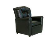 Child Recliner with Cup Holder Black Leather Like DZD9774