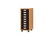 Standard Width Home Office Portable 9 Reversible Tray Container Wood Storage Cabinet In Beech Finish