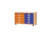 Extra Wide Home Office Portable 12 Reversible Tray Container Wood Storage Cabinet In Beech Finish