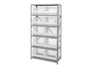 Quantum Home Office Clear View 6 Shelf 10 Stack Storage Bins Complete Steel Package