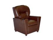 Child Recliner with Cup Holder Pecan Brown Leather Like DZD11534