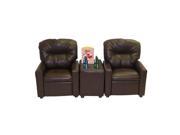 Child Theater Seat Recliner Pecan Brown Leather Like DZD11533
