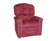 Personalized 4 Button Dusty Rose Oyster Micro Suede Child Rocker Recliner Chair with Oyster Accents