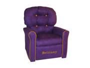 Personalized 4 Button Purple Micro Suede Child Rocker Recliner Chair with Pumpkin Accents