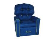 Personalized 4 Button Sea Micro Suede Child Rocker Recliner Chair with Kiwi Accents