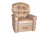 Personalized 4 Button Oyster Micro Suede Child Rocker Recliner Chair with Dusty Rose Accents