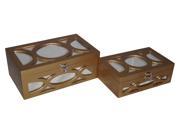 Home Decorative Gold Boxes with Circular Pattern And Side And Top Mirror Set of 2