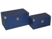 Home Decorative Faux Blue Alligator Boxes with Silver Corner Accents Set of 2