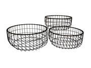 Home Decorative Short Wide Gold Wire Baskets with Flat Base Set of 3