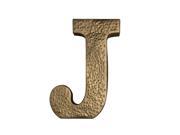 Home Decorative Gold Colored Metal J with Hammered Accents