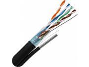 CAT5E Outdoor Rated with Messenger 24 AWG Solid Bare Copper Black 1000 ft Cable
