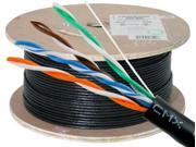 CAT 5E CMX 1000 8 Conductor Bulk Black Outdoor Jacket AWG24 Solid Bare Copper WOODEN SPOOL Cable